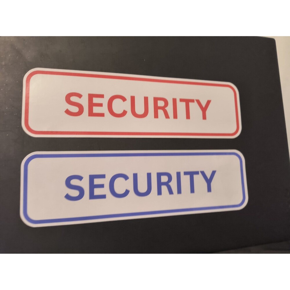 Security Sign Sticker Vinyl Decal Blue Red Wall Door Window Waterproof (2 Pack)